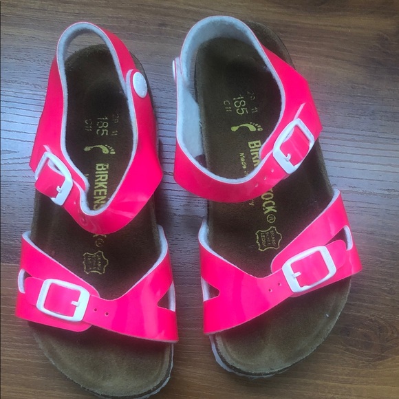 Birkenstock Kids Neon Pink Sandals - Picture 1 of 4